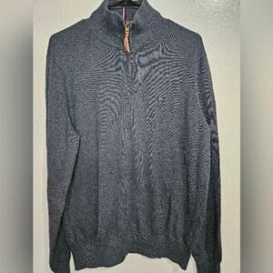 Tommy Hilfiger Gray Quarter Zip Knit Sweater Size L